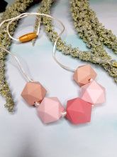 Load image into Gallery viewer, Pink Icosahedrons Nursing/Teething Necklace, Silicone
